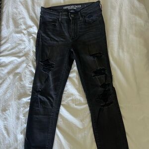 American Eagle Distressed Black Skinny Jeans